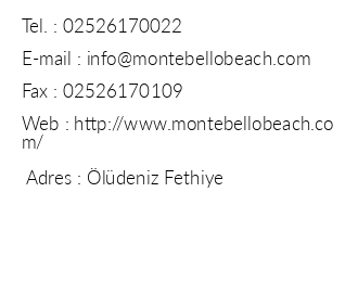 Montebello Deluxe Hotel iletiim bilgileri